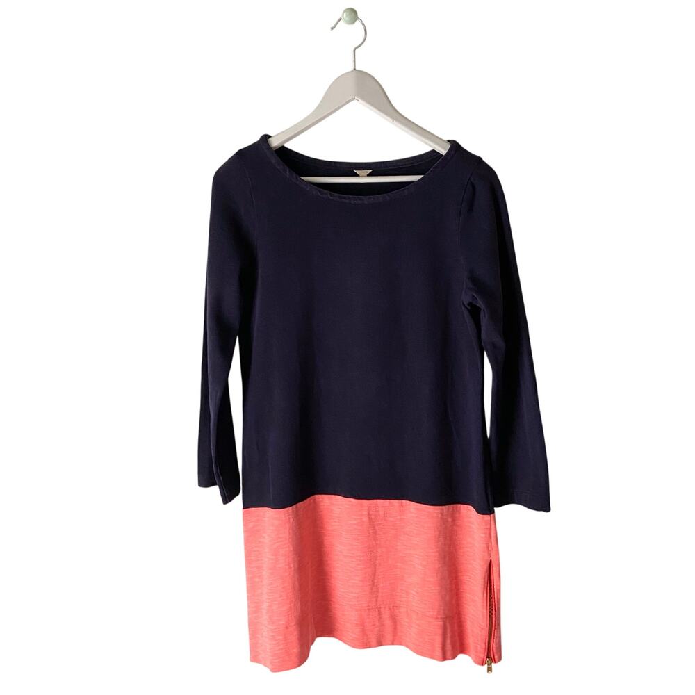 J. Crew Navy And Coral Color-Block Dress Size Small